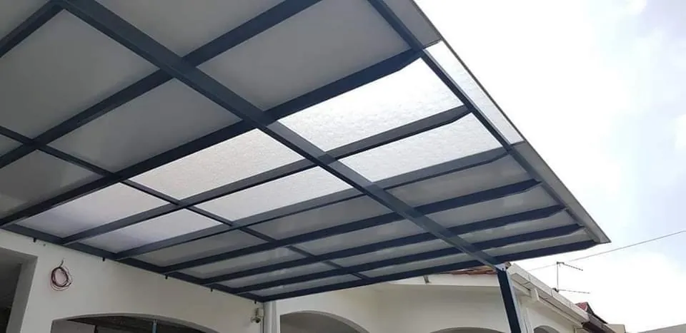 Awning combining ACP and clear polycarbonate panels