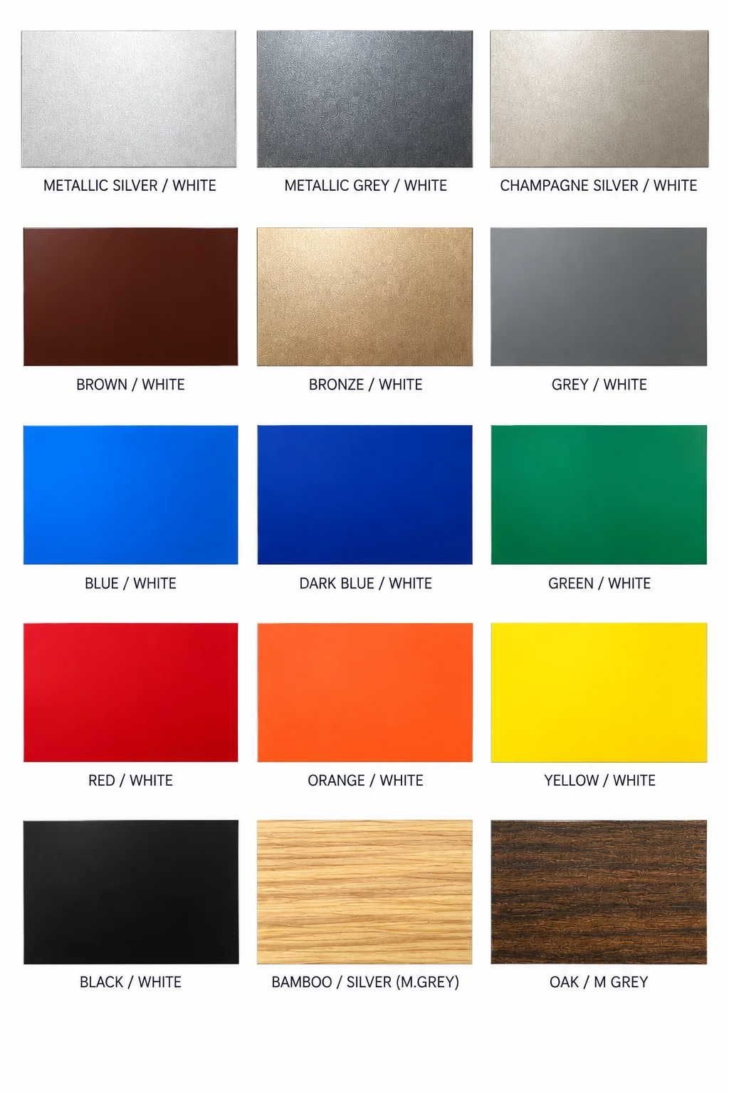 ACP awning colour chart