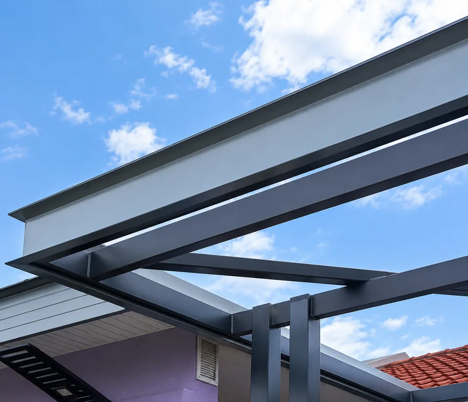 Awning frame made from U-purlins